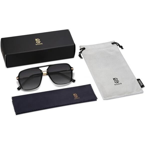 Sojos Square Aviator Sunglasses Polarized UV Protection Retro 90s Shades - Picture 6 of 7